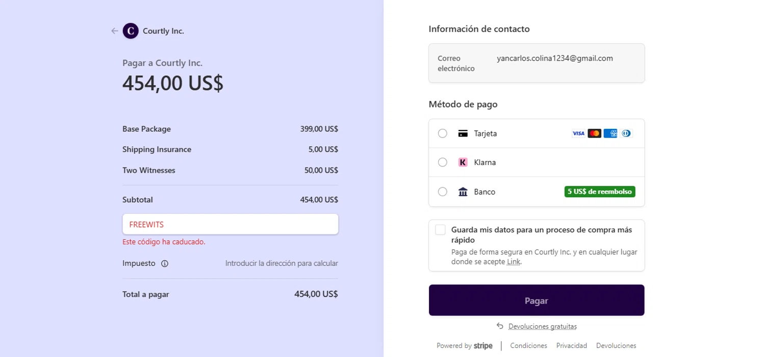 Courtly promo code screenshot showing code FREEWITS applied at Courtly checkout page. Uploaded by SimplyCodes community member CashAce9852 on Jan 6, 2026