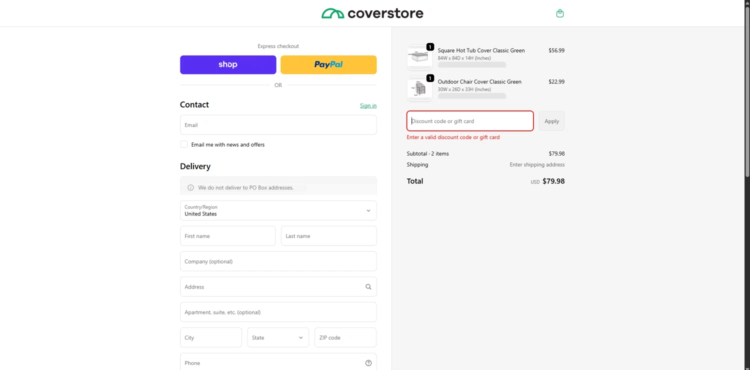 Coverstore coupon code screenshot showing code FLASH30 applied at Coverstore checkout page. Uploaded by SimplyCodes community member WiseSage2777 on Oct 23, 2025