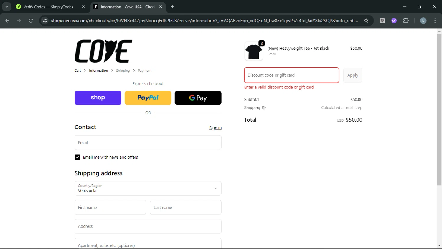 Cove USA discount code screenshot showing code FAMILY applied at Cove USA checkout page. Uploaded by SimplyCodes community member RoyalOwl5790 on Feb 19, 2026