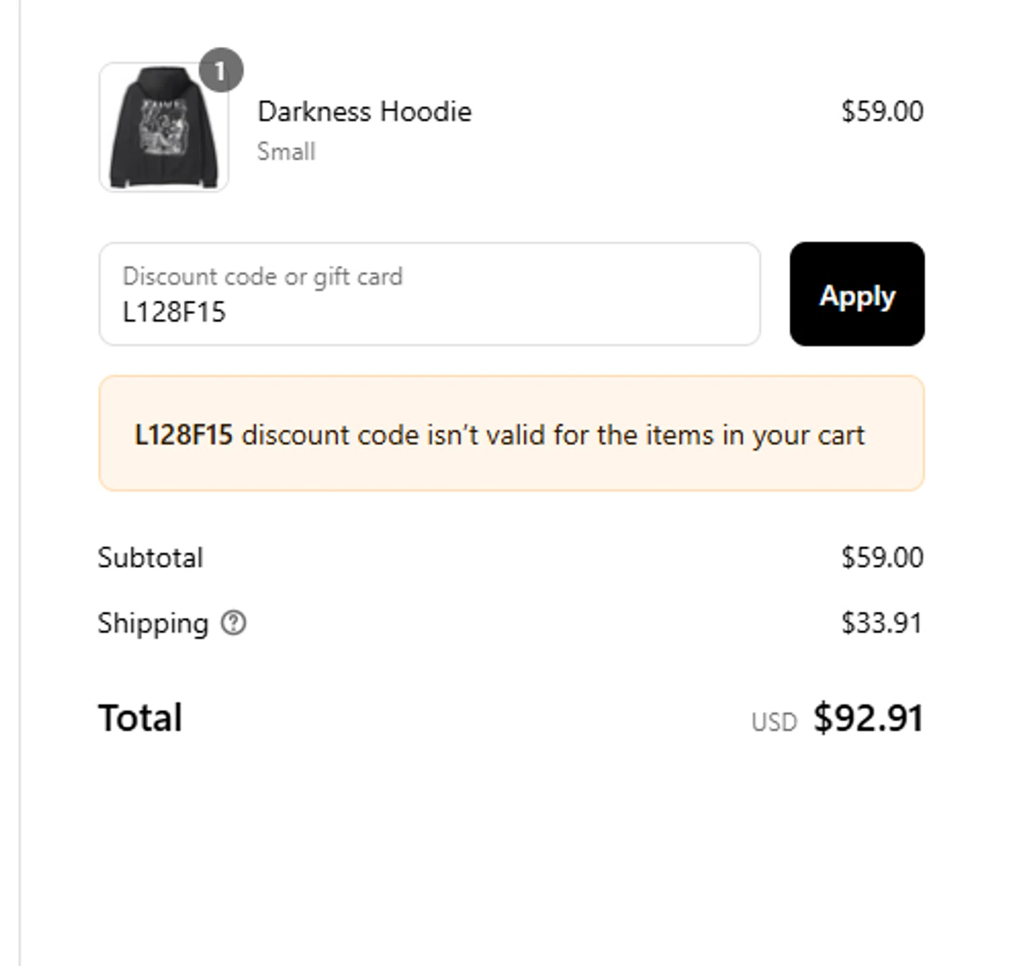 Cove USA discount code screenshot showing code L128F15 applied at Cove USA checkout page. Uploaded by SimplyCodes community member tuvalu10 on Jun 29, 2025