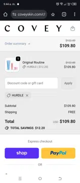 Covey coupon verification screenshot