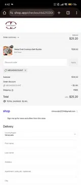 MEGADISCOUNT coupon verification screenshot