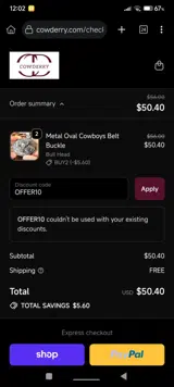 OFFER10 coupon verification screenshot