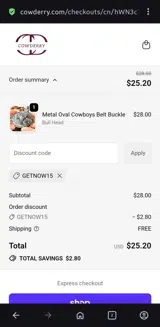 GETNOW15 coupon verification screenshot