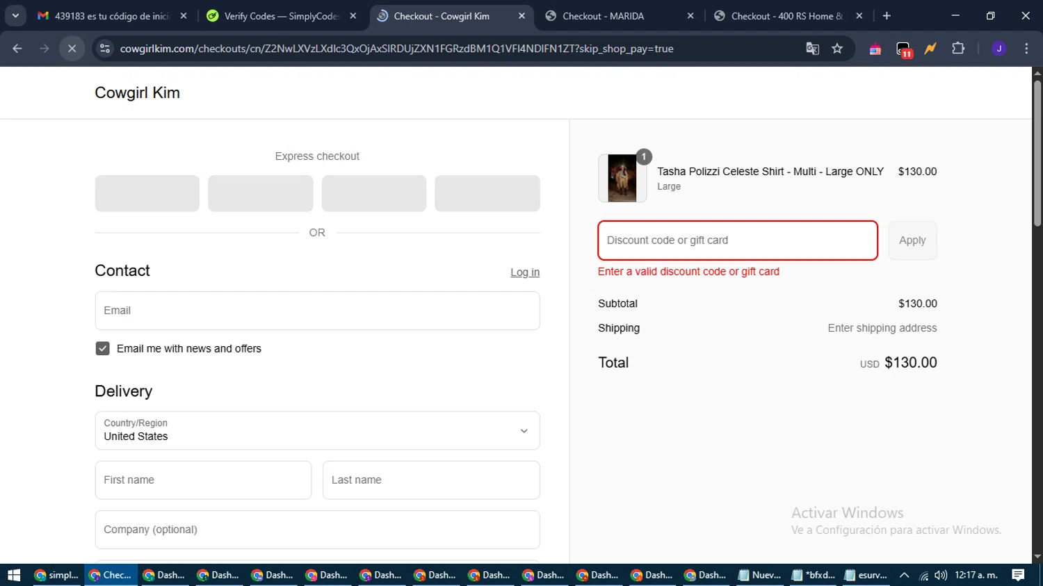 Cowgirl Kim coupon code screenshot showing code SPRING applied at Cowgirl Kim checkout page. Uploaded by SimplyCodes community member LegendaryLegend9872 on May 4, 2025