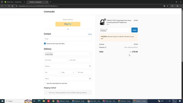 Cowin checkout page showing Cowin promo code box | Screenshot taken by SimplyCodes community member on Sep 9, 2025