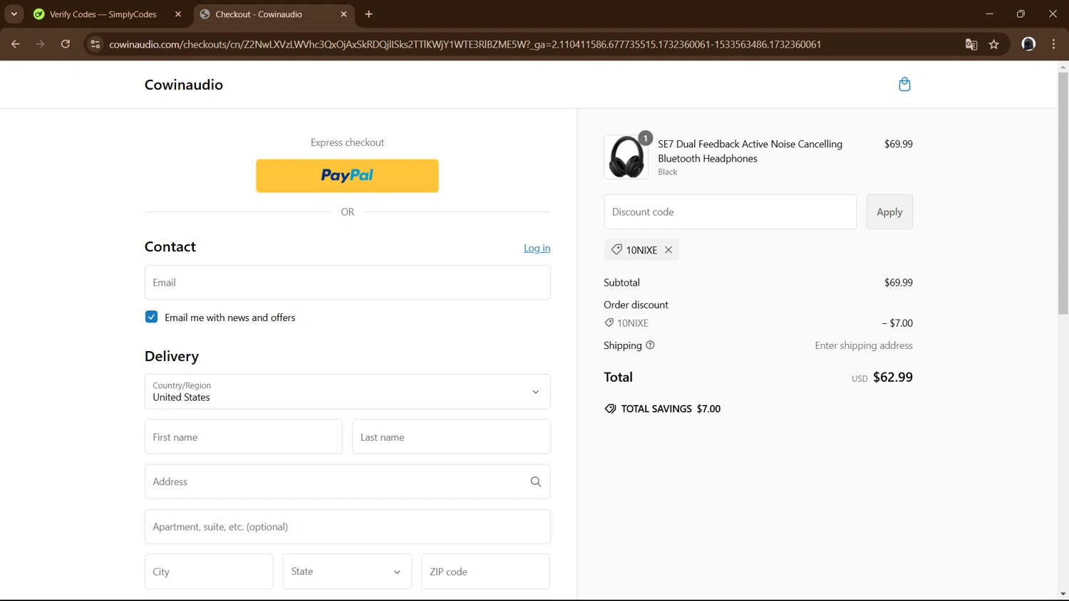 where to use Cowin Audio promo code box