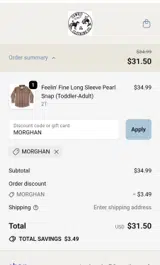 Cowkid Clothing Company coupon verification screenshot