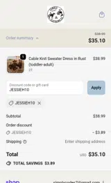 Cowkid Clothing Company coupon verification screenshot