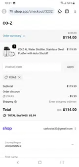 PIXA5 coupon verification screenshot
