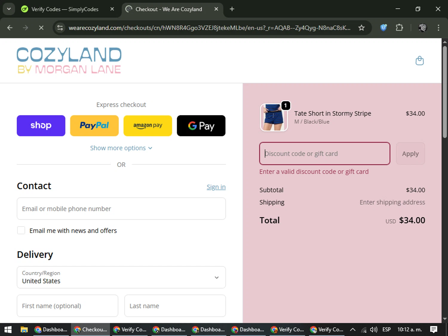 Cozyland promo code screenshot showing code Kahane15 applied at Cozyland checkout page. Uploaded by SimplyCodes community member PrimeKnight6101 on Feb 5, 2026