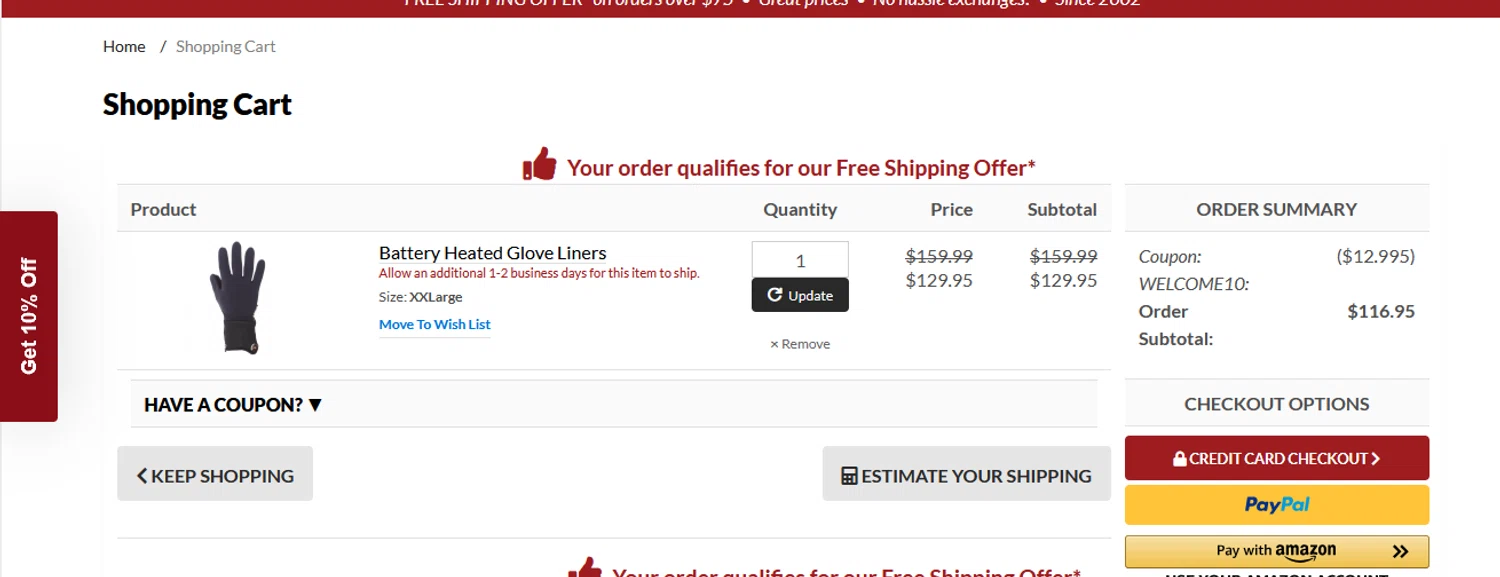 CozyWinters coupon code screenshot showing code WELCOME10 applied at CozyWinters checkout page. Uploaded by SimplyCodes community member SILVERLUGIA on Jun 13, 2025