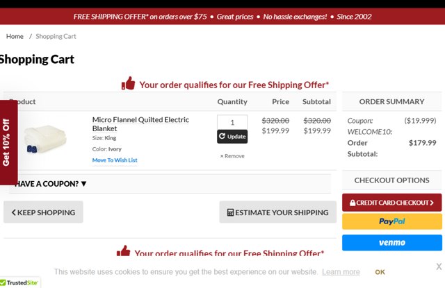 CozyWinters checkout page showing CozyWinters coupon code box | Screenshot taken by SimplyCodes community member on May 8, 2025