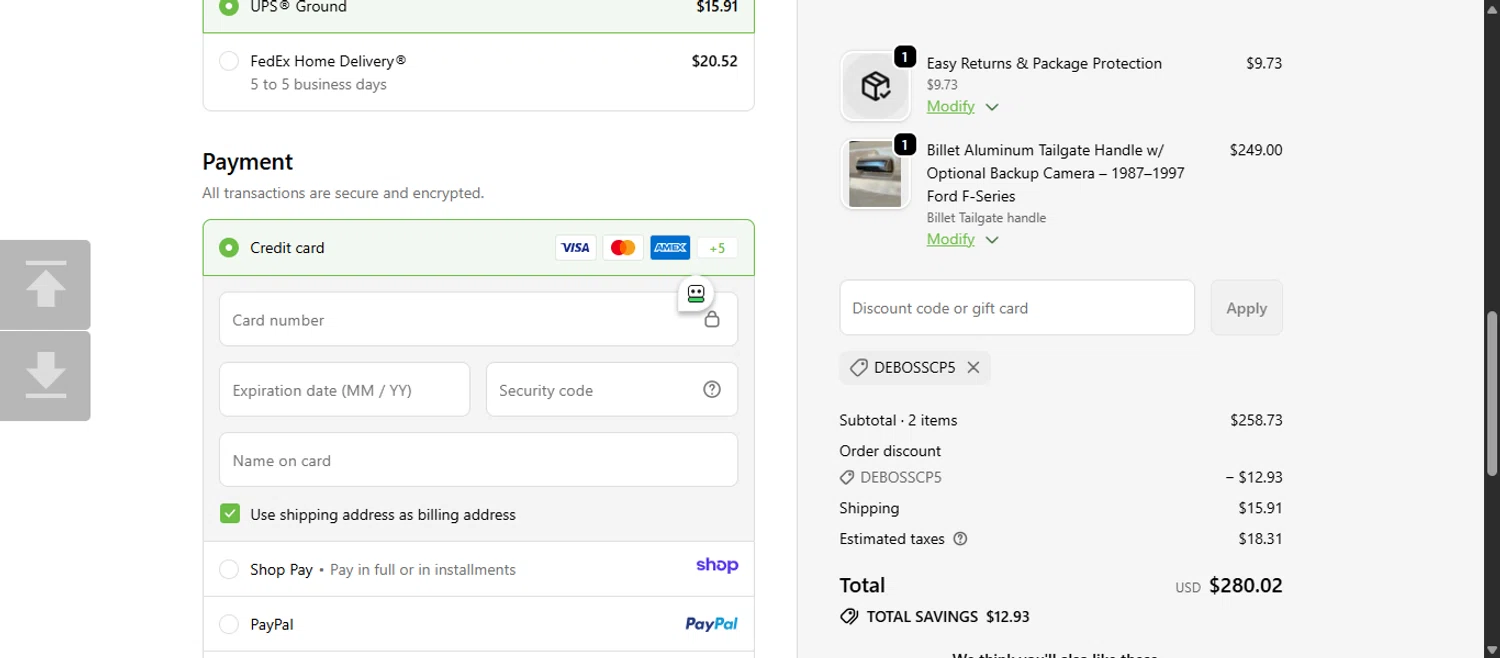 CP Addict discount code screenshot showing code DEBOSSCP5 applied at CP Addict checkout page. Uploaded by SimplyCodes community member 111111 on Dec 28, 2025