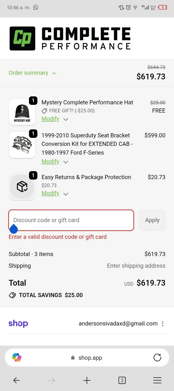 CP Addict discount code screenshot showing code TEXCELLENT applied at CP Addict checkout page. Uploaded by SimplyCodes community member Enmanuel17 on Nov 25, 2025