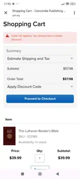 BIBLES25 coupon verification screenshot