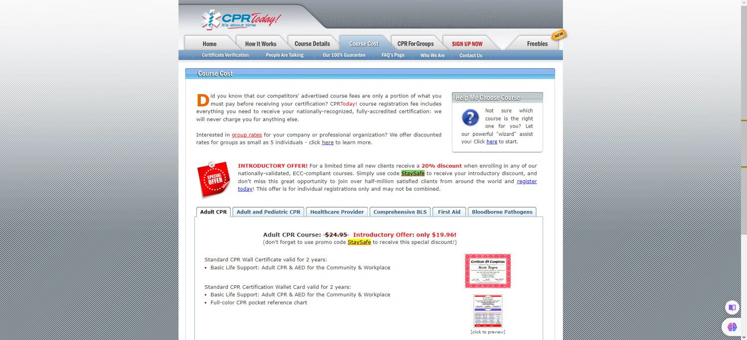 CPRToday! checkout page showing CPRToday! promo code box | Screenshot taken by SimplyCodes community member on Dec 7, 2023