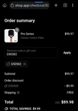 D50582 coupon verification screenshot