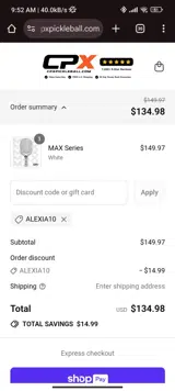 ALEXIA10 coupon verification screenshot
