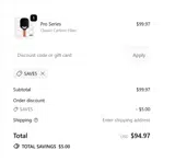 SAVE5 coupon verification screenshot
