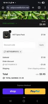 GETYOURFIX15 coupon verification screenshot