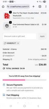 Kimberlyt coupon verification screenshot