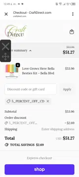 5_PERCENT_OFF_CD coupon verification screenshot