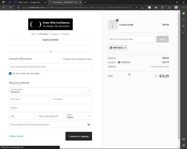 CRAFTD London checkout page showing CRAFTD London discount code box | Screenshot taken by SimplyCodes community member on Feb 5, 2023