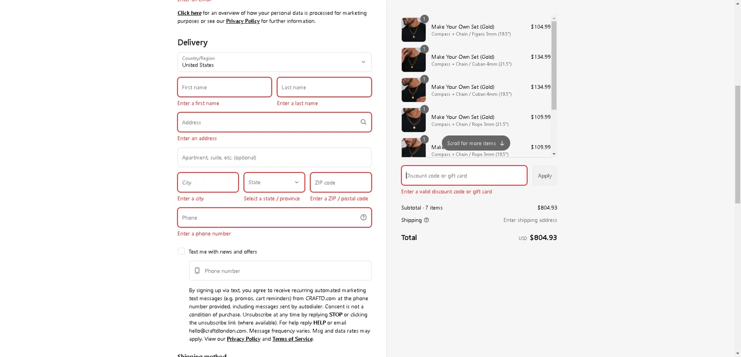 CRAFTD London discount code screenshot showing code AFF10APR10 applied at CRAFTD London checkout page. Uploaded by SimplyCodes community member BargainCurator5453 on Aug 11, 2025