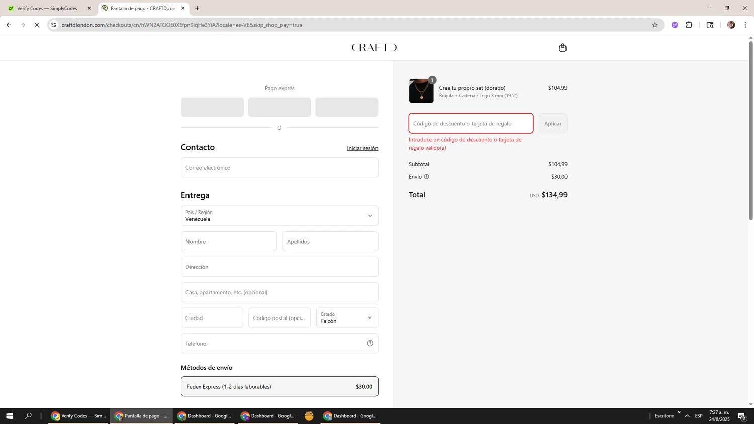 CRAFTD London discount code screenshot showing code AFF10APR10 applied at CRAFTD London checkout page. Uploaded by SimplyCodes community member Levi_Ackerman on Aug 24, 2025