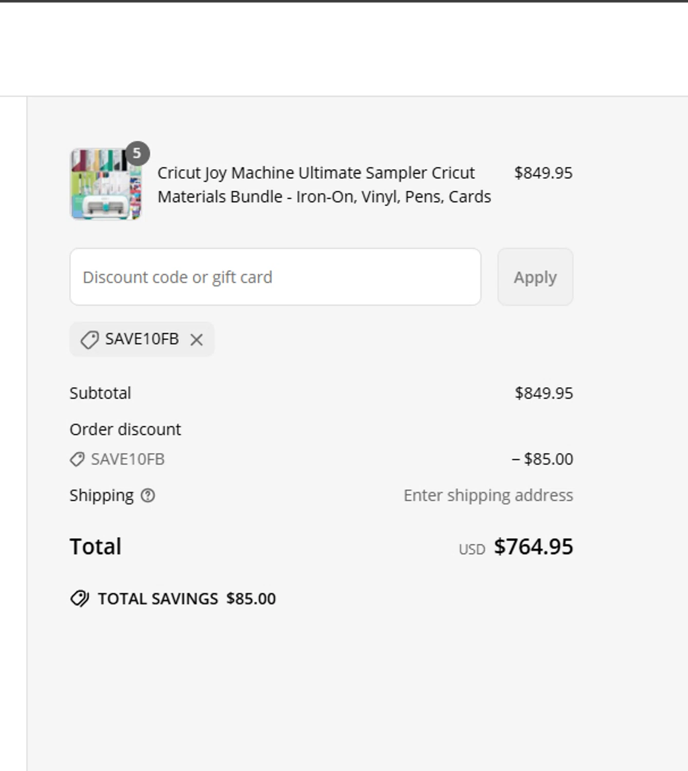 Craft-E-Corner discount code screenshot showing code SAVE10FB applied at Craft-E-Corner checkout page. Uploaded by SimplyCodes community member cuticula on May 7, 2025