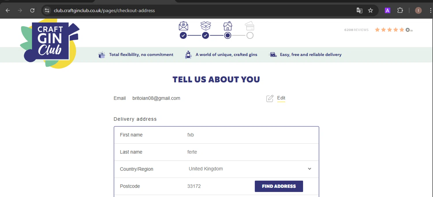 where to use Craft Gin Club promo code box