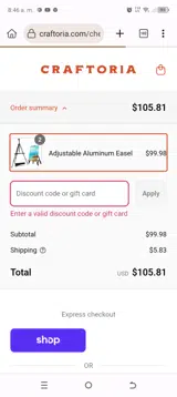 Craftoria coupon verification screenshot