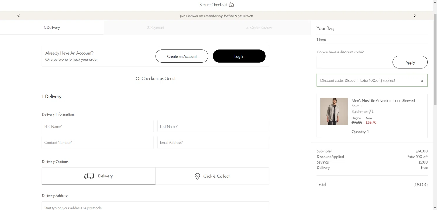 Craghoppers discount code screenshot showing code 10HELLO applied at Craghoppers checkout page. Uploaded by SimplyCodes community member EpicEagle816 on Jun 25, 2025