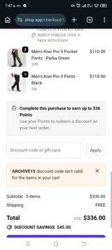 ARCHIVE15 coupon verification screenshot