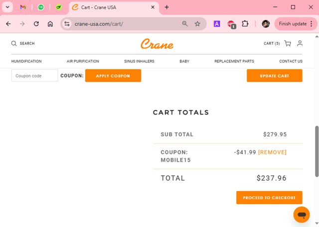 Crane checkout page showing Crane discount code box | Screenshot taken by SimplyCodes community member on Mar 27, 2025