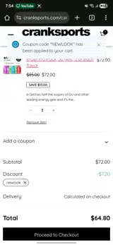 NEWLOOK coupon verification screenshot