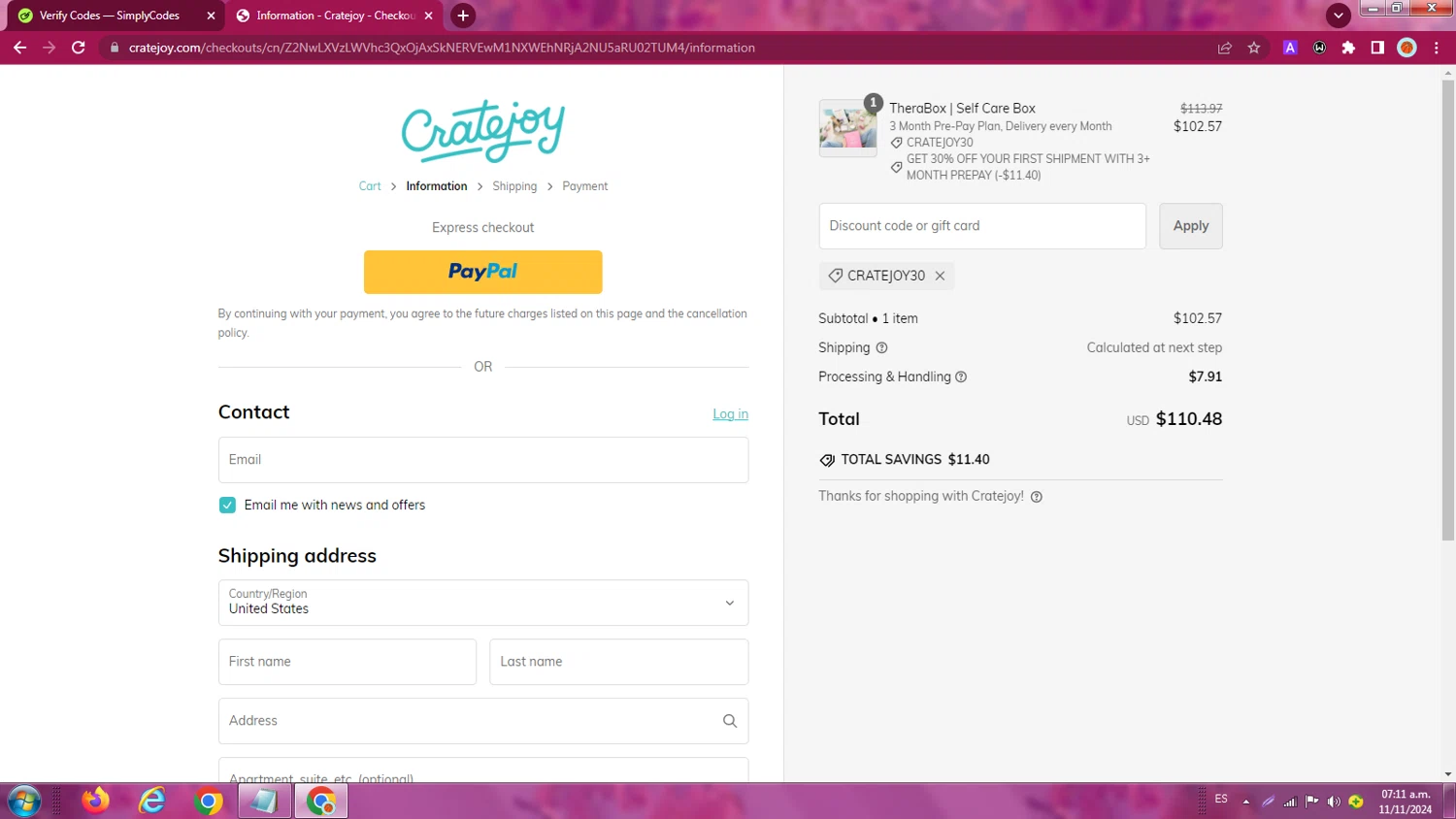 where to use Cratejoy promo code box