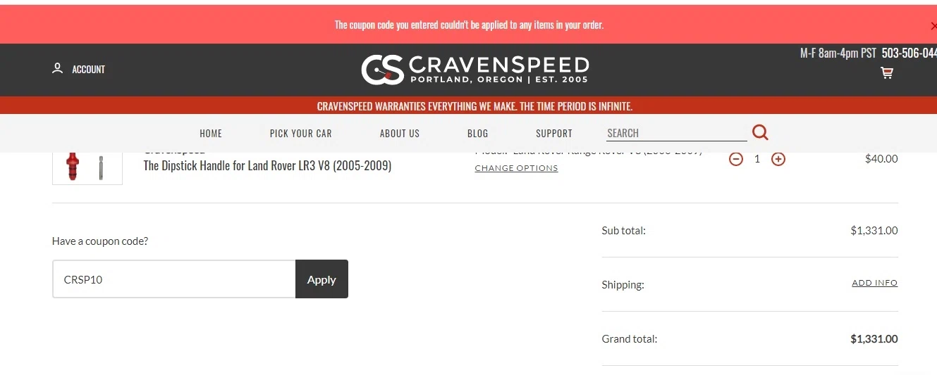 how to use Cravenspeed coupons