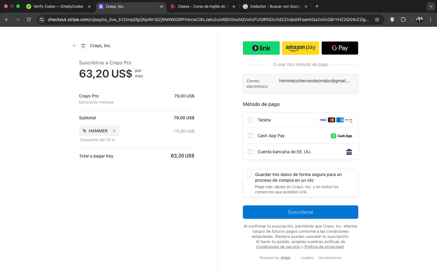 Crayo checkout page showing Crayo promo code box | Screenshot taken by SimplyCodes community member on Mar 7, 2025