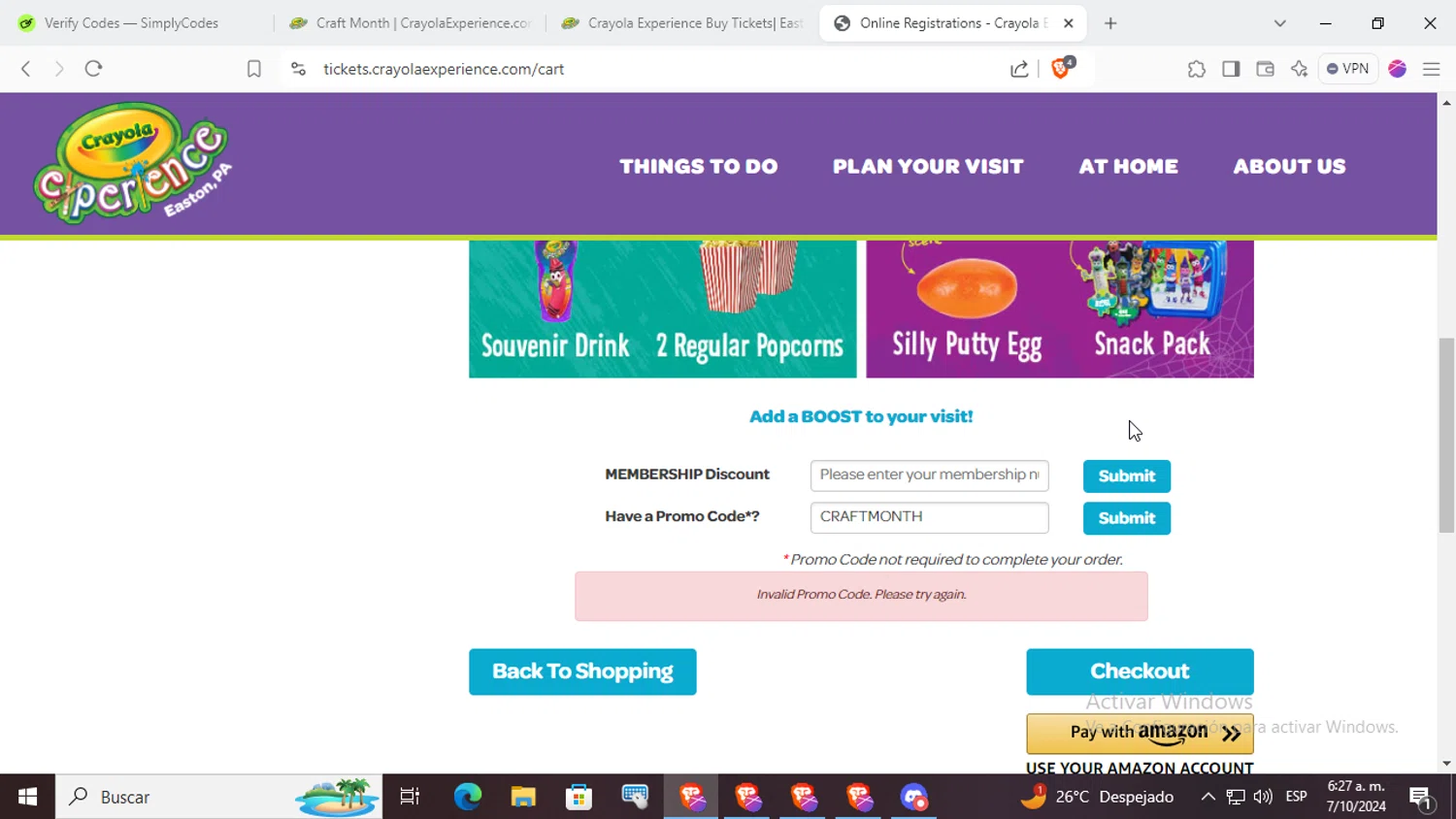 how to use Crayola Experience coupons