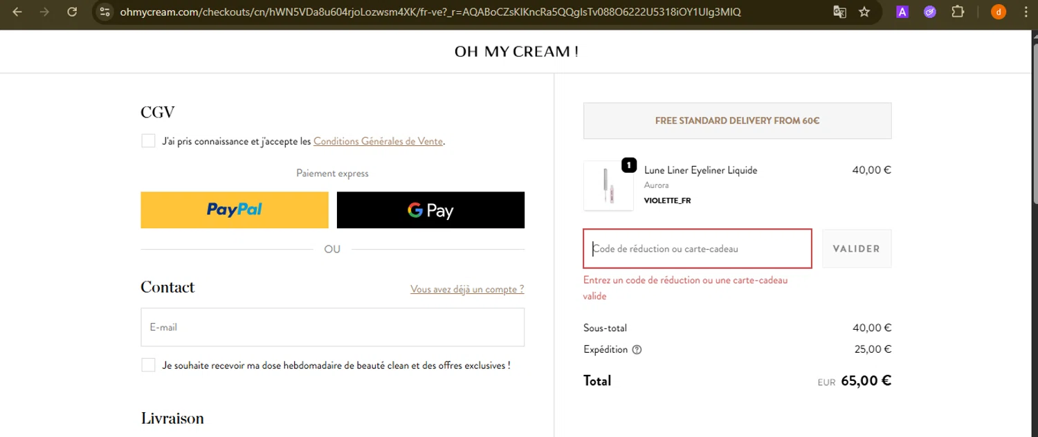CRA-YON Parfums promo code screenshot showing code 10OFF applied at CRA-YON Parfums checkout page. Uploaded by SimplyCodes community member PennyAdmiral6960 on Nov 20, 2025