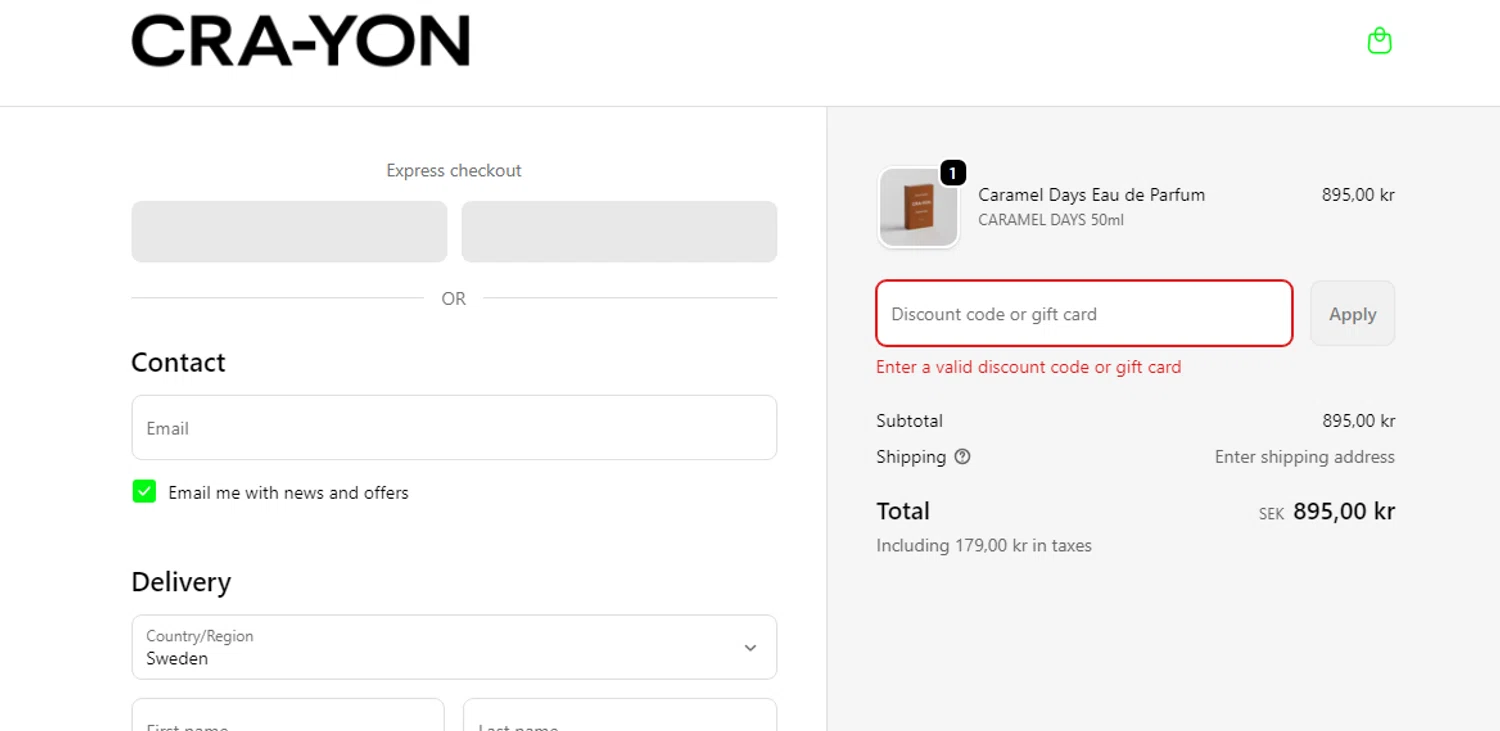 CRA-YON Parfums promo code screenshot showing code SCENTCLUB884 applied at CRA-YON Parfums checkout page. Uploaded by SimplyCodes community member LALOCOMOTORA10 on Dec 5, 2025