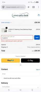 FLASH10 coupon verification screenshot