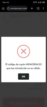 MEMORIAL20 coupon verification screenshot