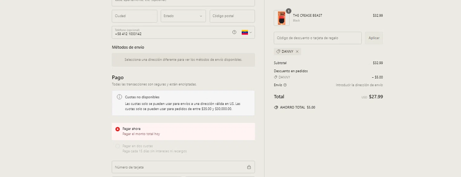Crease Beast discount code screenshot showing code DANNY applied at Crease Beast checkout page. Uploaded by SimplyCodes community member ShrewdWizard3248 on Feb 18, 2025