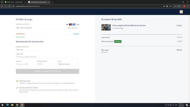 Create Academy checkout page showing Create Academy discount code box | Screenshot taken by SimplyCodes community member on Feb 20, 2025