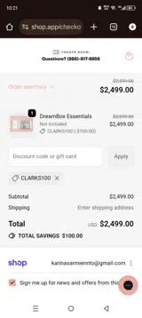 CLARKS100 coupon verification screenshot
