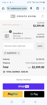 Auntietay coupon verification screenshot