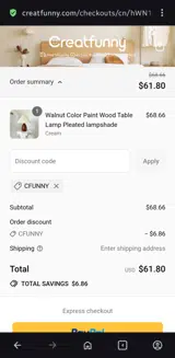 CFUNNY coupon verification screenshot